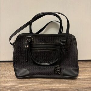 Gianni Bernini Black Handbag Double Handles  Metal Feet. Preowned Exc Condition